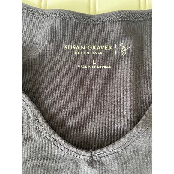 Susan Graver Size L V Neck navy blue blouse - Picture 3 of 10